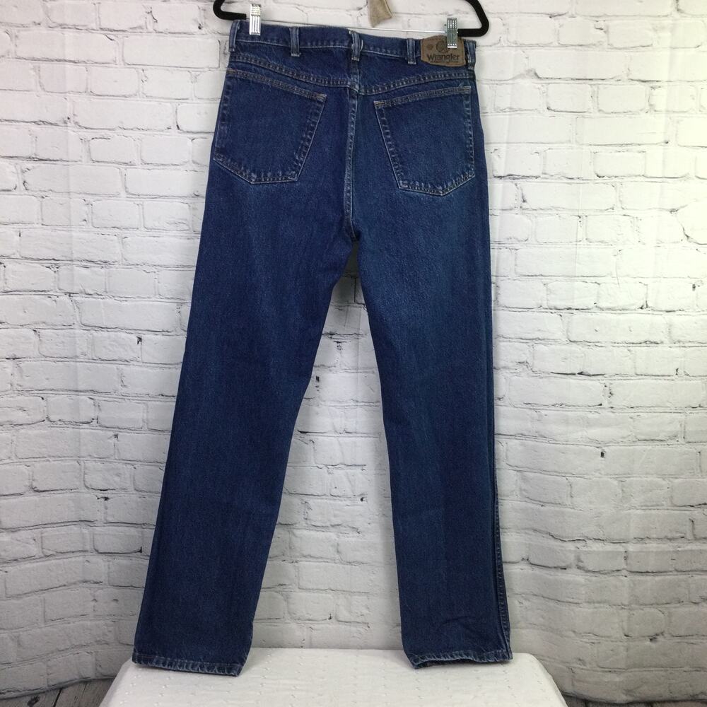 Wrangler Men's Cowboy Medium Wash 5 Pocket Cotton Straight Leg Blue Jeans 34 - Picture 4 of 10